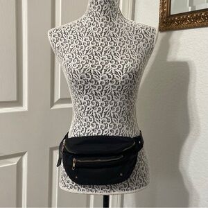 DONATING SOON - Black fanny pack belt bag with gold hardware